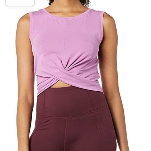 Core 10 Women's Soft Cotton Knot Twist Front Cropped Yoga Tank Plus 3X - Picture 11 of 11
